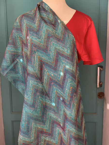 Silk shawl with luxurious Benares embroidery - AUROBELLE IBIZA