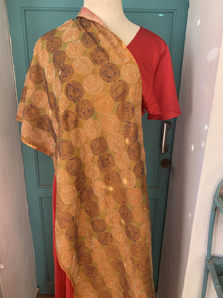 Silk shawl with luxurious Benares embroidery - reversable - AUROBELLE IBIZA