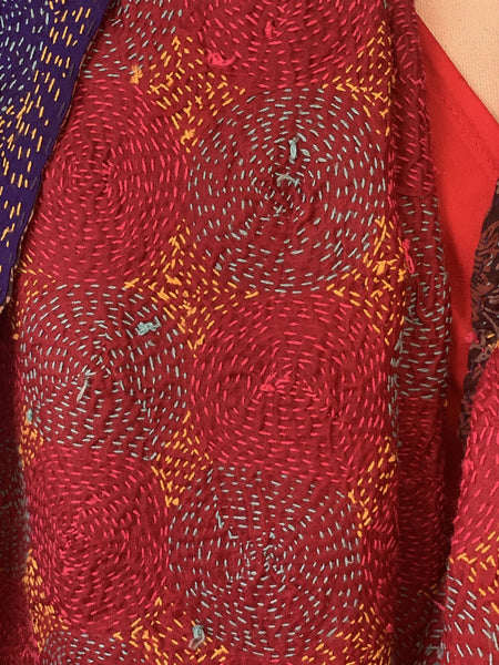 Silk shawl with luxurious Benares embroidery - reversable - AUROBELLE IBIZA