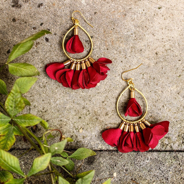 Silky flower boho earrings -  AUROBELLE  IBIZA