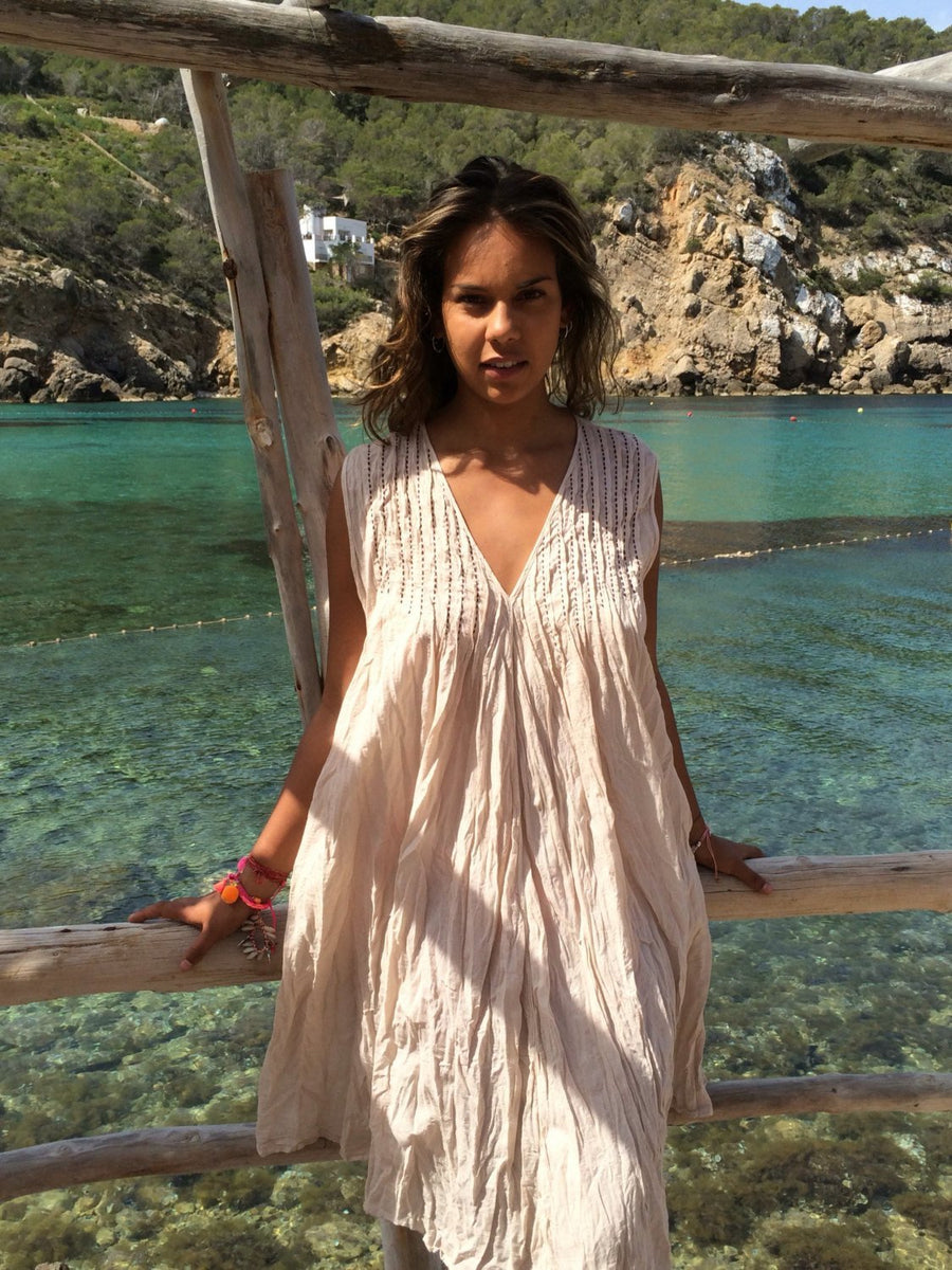 Summer dress Thai with hand embroidery AUROBELLE IBIZA Summer dress Thai with hand embroidery AUROBELLE IBIZA