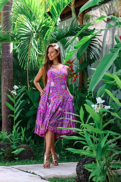 Sun dress Rosie pink on sale -  AUROBELLE  IBIZA