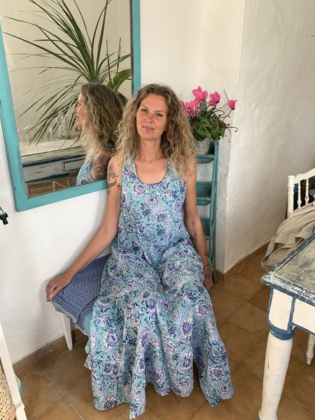 SUNDRESS Maxi in formentera blue -  AUROBELLE  IBIZA