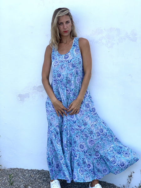 SUNDRESS Maxi in formentera blue -  AUROBELLE  IBIZA