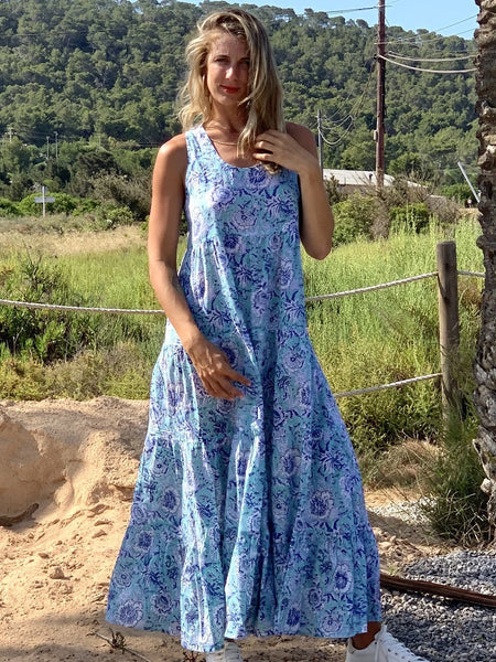 SUNDRESS Maxi in formentera blue -  AUROBELLE  IBIZA