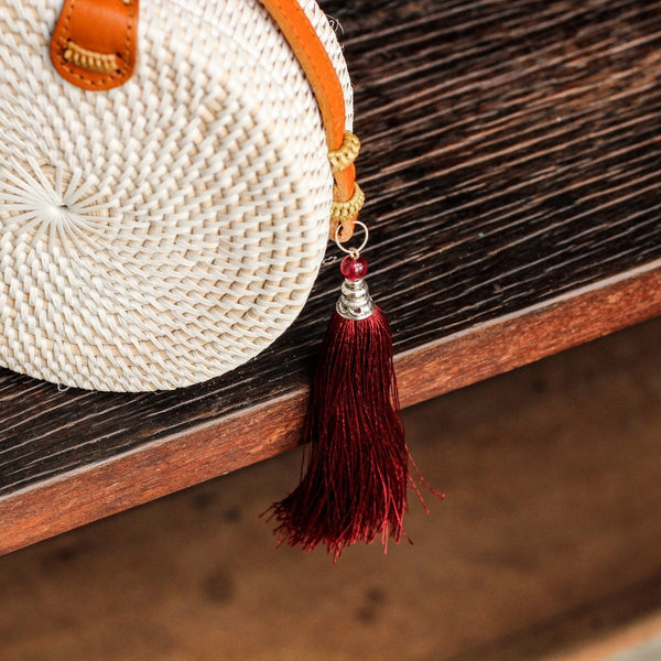 The round boho bamboo bag -  AUROBELLE  IBIZA