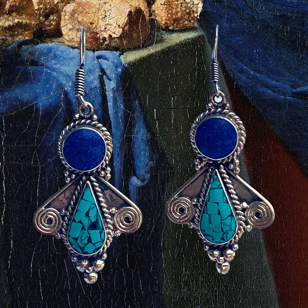 Tibeten gem stone earrings - AUROBELLE IBIZA