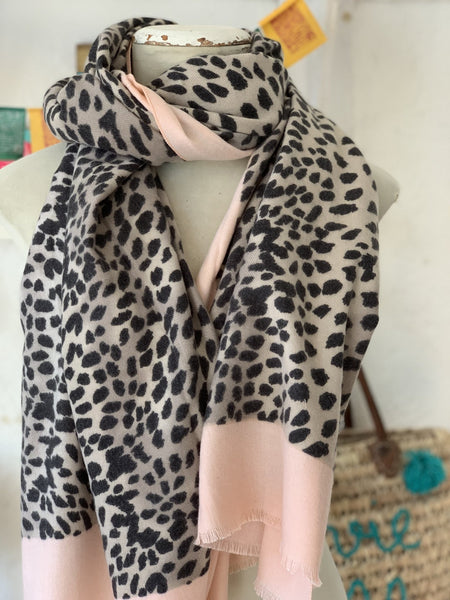Tiger print cosy soft 100% cashmere wool shawl -  AUROBELLE  IBIZA