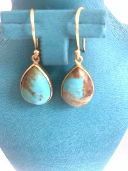 Turquoise  sleeping beauty  gemstone designer earrings -  AUROBELLE  IBIZA