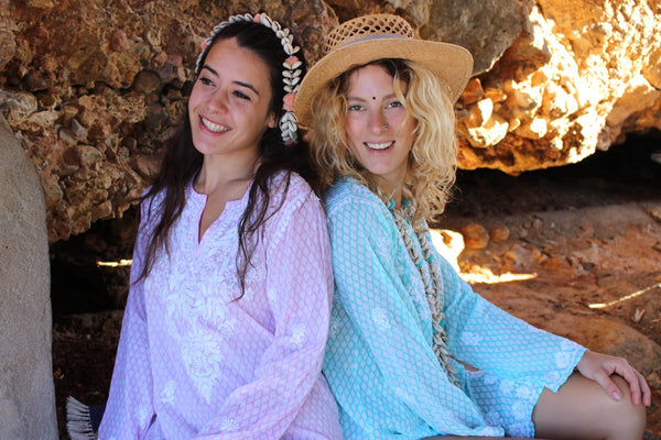 V neck kurta turquoise diamond - AUROBELLE IBIZA