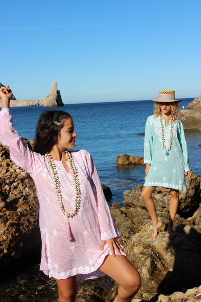 V neck kurta turquoise diamond - AUROBELLE IBIZA