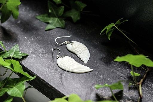 White angel wing horn earrings -  AUROBELLE  IBIZA